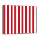 Vertical Stripes - White and Fire Engine Red Canvas 20  x 16  (Stretched)