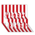 Vertical Stripes - White and Fire Engine Red WORK HARD 3D Greeting Card (7x5)