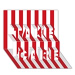 Vertical Stripes - White and Fire Engine Red TAKE CARE 3D Greeting Card (7x5)