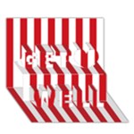 Vertical Stripes - White and Fire Engine Red Get Well 3D Greeting Card (7x5)