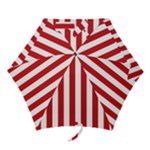 Vertical Stripes - White and Fire Engine Red Mini Umbrella