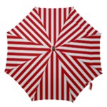 Vertical Stripes - White and Fire Engine Red Hook Handle Umbrella (Large)