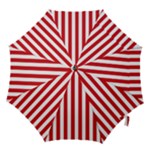 Vertical Stripes - White and Fire Engine Red Hook Handle Umbrella (Small)