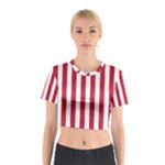 Vertical Stripes - White and Cardinal Red Cotton Crop Top
