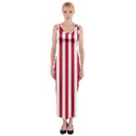 Vertical Stripes - White and Cardinal Red Fitted Maxi Dress