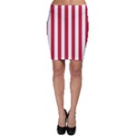 Vertical Stripes - White and Cardinal Red Bodycon Skirt