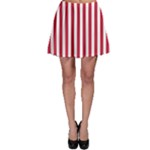 Vertical Stripes - White and Cardinal Red Skater Skirt