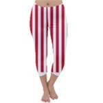 Vertical Stripes - White and Cardinal Red Capri Winter Leggings