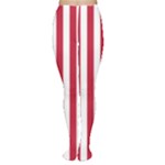 Vertical Stripes - White and Cardinal Red Women s Tights