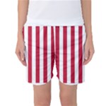 Vertical Stripes - White and Cardinal Red Women s Basketball Shorts
