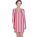 Vertical Stripes - White and Cardinal Red Long Sleeve Nightdress