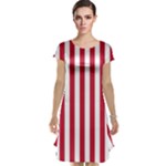 Vertical Stripes - White and Cardinal Red Cap Sleeve Nightdress