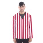 Vertical Stripes - White and Cardinal Red Hooded Wind Breaker (Men)