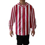 Vertical Stripes - White and Cardinal Red Hooded Wind Breaker (Kids)