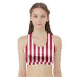 Vertical Stripes - White and Cardinal Red Women s Sports Bra with Border