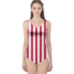 Vertical Stripes - White and Cardinal Red One Piece Swimsuit