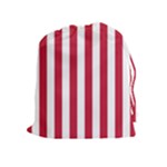 Vertical Stripes - White and Cardinal Red Drawstring Pouch (XL)