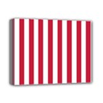 Vertical Stripes - White and Cardinal Red Deluxe Canvas 14  x 11  (Stretched)