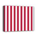 Vertical Stripes - White and Cardinal Red Deluxe Canvas 20  x 16  (Stretched)