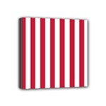 Vertical Stripes - White and Cardinal Red Mini Canvas 4  x 4  (Stretched)
