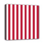 Vertical Stripes - White and Cardinal Red Mini Canvas 8  x 8  (Stretched)