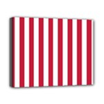 Vertical Stripes - White and Cardinal Red Canvas 10  x 8  (Stretched)