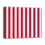 Vertical Stripes - White and Cardinal Red Canvas 14  x 11  (Stretched)