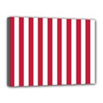 Vertical Stripes - White and Cardinal Red Canvas 16  x 12  (Stretched)