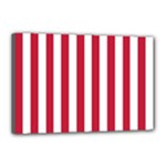 Vertical Stripes - White and Cardinal Red Canvas 18  x 12  (Stretched)
