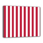 Vertical Stripes - White and Cardinal Red Canvas 20  x 16  (Stretched)