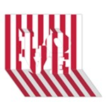 Vertical Stripes - White and Cardinal Red LOVE 3D Greeting Card (7x5)