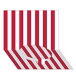 Vertical Stripes - White and Cardinal Red Circle Bottom 3D Greeting Card (7x5)