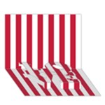 Vertical Stripes - White and Cardinal Red LOVE Bottom 3D Greeting Card (7x5)