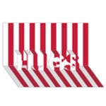 Vertical Stripes - White and Cardinal Red HUGS 3D Greeting Card (8x4)