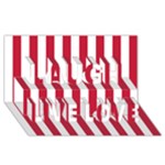 Vertical Stripes - White and Cardinal Red Laugh Live Love 3D Greeting Card (8x4)