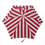 Vertical Stripes - White and Cardinal Red Mini Umbrella