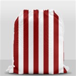 Vertical Stripes - White and Dark Red Drawstring Bag (Small)