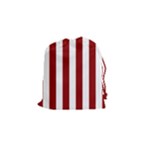 Vertical Stripes - White and Dark Red Drawstring Pouch (S)