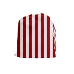 Vertical Stripes - White and Dark Red Drawstring Pouch (L)