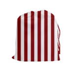 Vertical Stripes - White and Dark Red Drawstring Pouch (XL)