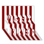 Vertical Stripes - White and Dark Red WORK HARD 3D Greeting Card (7x5)