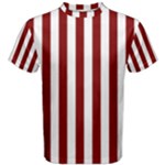 Vertical Stripes - White and Maroon Red Men s Cotton Tee