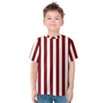 Vertical Stripes - White and Maroon Red Kid s Cotton Tee