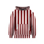 Vertical Stripes - White and Maroon Red Kid s Pullover Hoodie