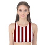 Vertical Stripes - White and Maroon Red Tank Bikini Top