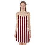 Vertical Stripes - White and Maroon Red Satin Night Slip