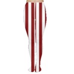 Vertical Stripes - White and Maroon Red Women s Tights