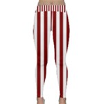 Vertical Stripes - White and Maroon Red Yoga Leggings