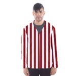 Vertical Stripes - White and Maroon Red Hooded Wind Breaker (Men)