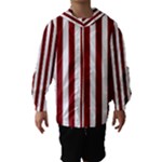 Vertical Stripes - White and Maroon Red Hooded Wind Breaker (Kids)